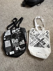 Set Of 2 Lululemon Small Reusable Shopping Bags Black And White