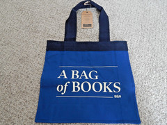 BARNES & NOBLE PREMIUM ORGANIC BLUE CREAM COTTON BAG TOTE ECO FRIENDLY REUSABLE
