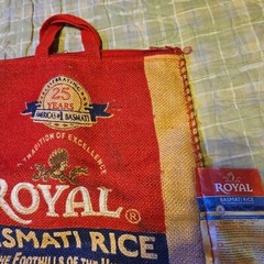 Royal Basmati Rice 20 lb Burlap Bag Sack Handles Zipper Empty Shopping