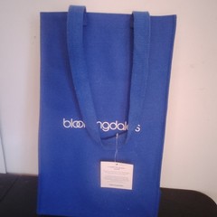 Bloomingdale’s Blue Felt Tote Bag Reusable Shopping Gift Bag Little Blue Bag NEW