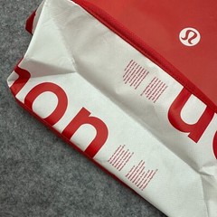 Lululemon Reusable Tote Red White Classic Shopping Bag Snap Closure Authentic