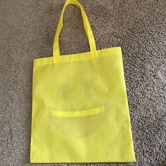 NEW-Smiley Happy Face Emoji Yellow with Red Glitter Reusable Tote Bag