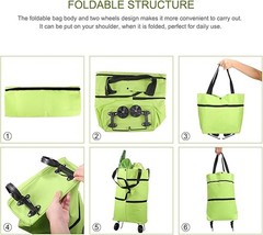 2 In1 Women Foldable Shopping Cart Bag Portable Shopping Trolley Bag With Wheels