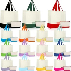 30 Pcs Canvas Tote Bags Bulk with Zipper Cosmetic Pouch 18.5″ Reusable Cotton…