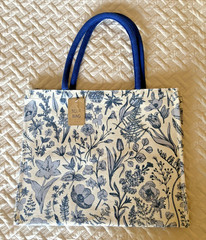 Recycled Cotton Royal Blue Tote Bag Nature Flowers