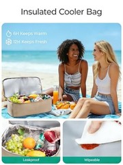 Beach Bag for Women, Mesh Tote Bags with Zipper, Sandproof Vacation Sky Blue