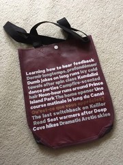 Lululemon Small Shopper Bag Eco Friendly Maroon Burgundy With Slogans