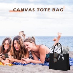12 Pack Canvas Tote Bag Bulk Initial Black Canvas Tote Bags with 28 Tissues S…