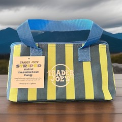 Trader Joe’s 2026 Mini Insulated Tote Summer Fun Ltd Edition Blue Striped New