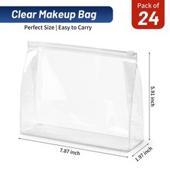Ohuimrt 24 PCS Mini Clear Makeup Bags Bulk 7.9″ x 5.9″x 24 Pack, Clear-24