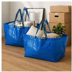 IKEA FRAKTA Bags Set of 2 Large Blue Tote 19 Gallon Storage Laundry Moving u