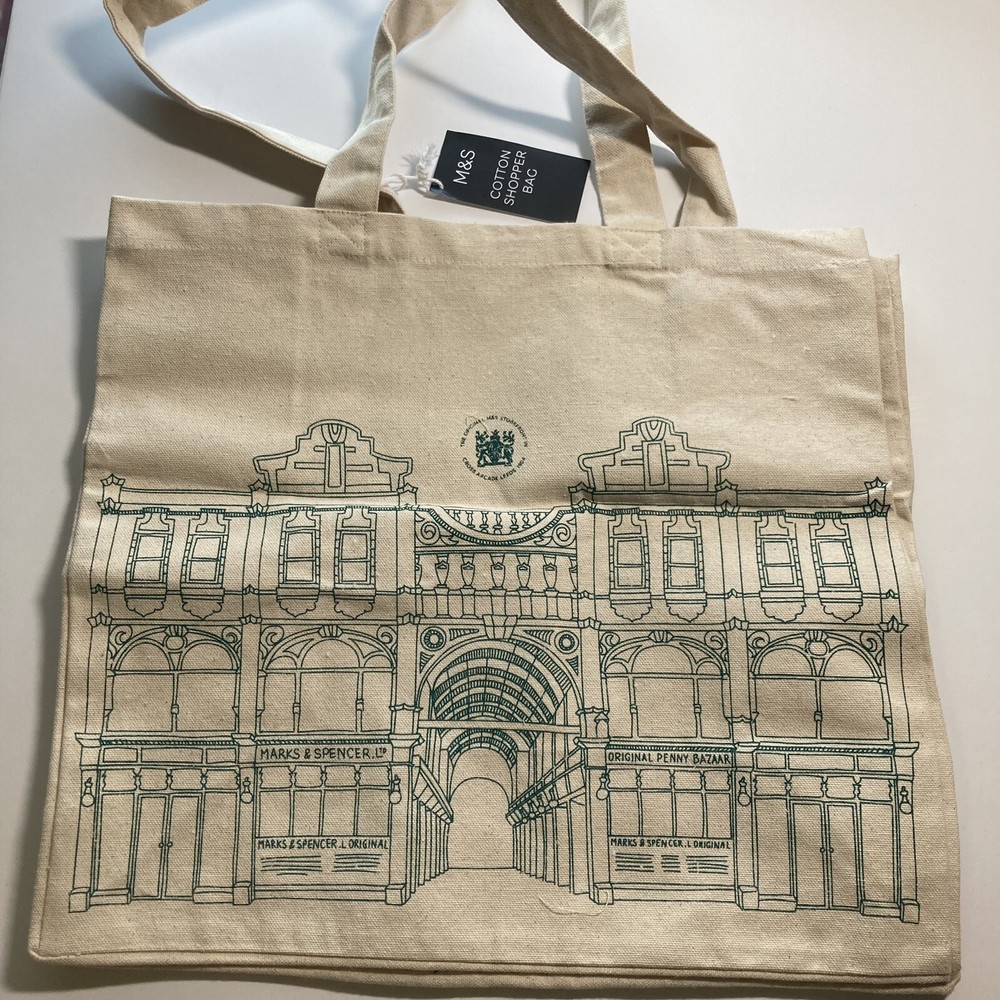 Marks Spencer Original Storefront Bag M&S Leeds Yorkshire Cotton Arcade Bazaar