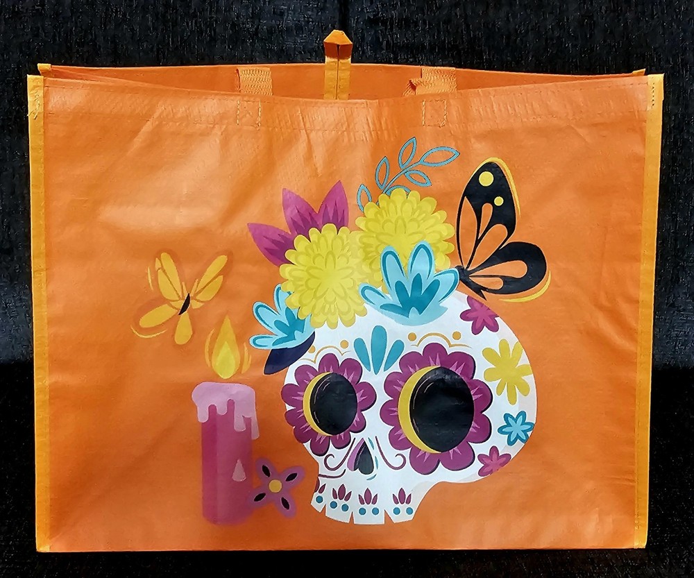 SUGAR SKULL DAY OF THE DEAD/DIA DE LOS MUERTOS REUSABLE BAG 14×18×10.5 NEW
