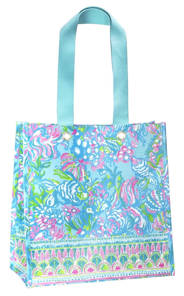 Blue/Green Market Shopper Bag, Reusable Grocery Tote with Comfortable Shoulde…