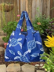 Large & Small Foldable Tote Nylon Reusable Grocery Bags Set of 2