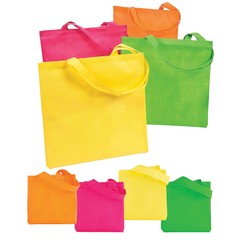 Fun Express 6″ 17″ Bulk 48 Pieces Bright Neon Nonwoven Tote Bag Assortment