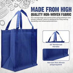 Novel Box 5 Pack Royal Blue Non-Woven Reusable Reinforced Grocery Tote Bags 1…
