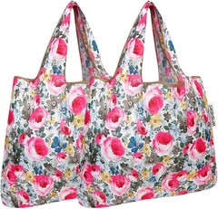 Foldable Tote Nylon Reusable Grocery Bag Set of 2 Leopard Print