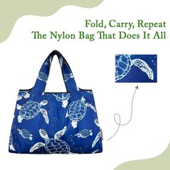 Large & Small Foldable Tote Nylon Reusable Grocery Bags Set of 2
