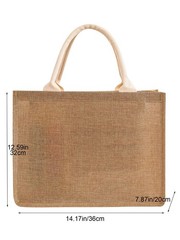 Large Capacity Linen Tote Bag Jute Style Shopping Travel Picnic Handbag