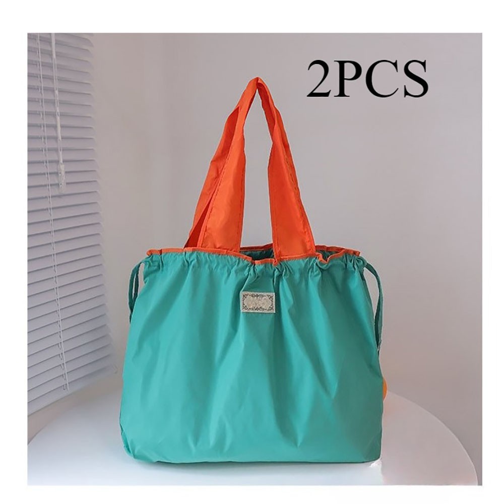 Foldable Spacious Lightweight Washable Water-Repellent 2 Pack Foldable Tote Bags