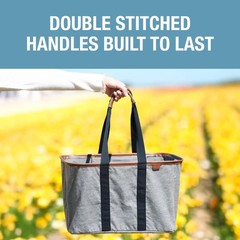 CleverMade Collapsible LUXE Tote – Gray Black 1 Pack 30L / 8Gal – Reusable Ut…