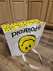 Polaroid Camera Smile Face Emoji Logo Shopping Bag Carry Bag Plastic Vinyl Big