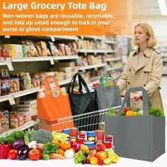3 Pack Reusable Grocery Bags Heavy Duty Foldable Canvas Tote Large Shopping Bag