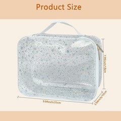 TotePrint Star Pattern PVC Waterproof Makeup Bag – 9.84×7.09×3.94inch, White