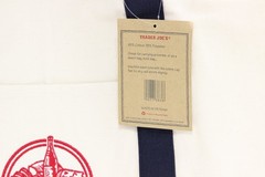 Trader Joe’s Large Canvas Tote Reusable Bag 20x14x6″ Navy Blue/White * NEW *