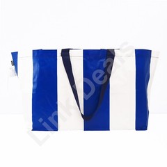 Ikea SACKKARRA Shopping Laundry Storage Large Bag White/Blue Striped 19 gallon