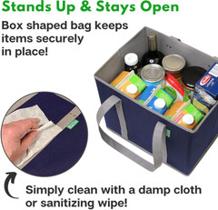 Bolsas compra reutilizables 3 pack rígidas plegables asas largas base dura grand