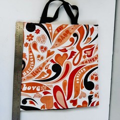 Koi Tote Bag Orange Happiness Hearts 14.5″ x 14.5″ x 5″ Lot of 2 Reusable