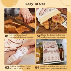 Beeswax Bread Bags for Homemade Bread, 2pcs Reusable Cotton 17”x13”, Beige