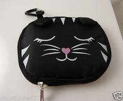cat Kitty purse tote bag black and white expandable clip on cute
