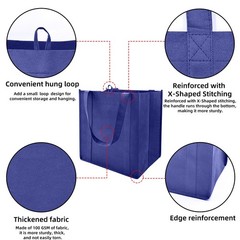 6 Pack Reusable Reinforced Handle Grocery Bags-Each with Thickened Bottom Boa…