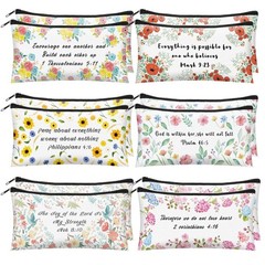 Sabary 12 Pcs Christian Cosmetic Bags Gift Bulk 7.8 x 3.8 Inch, colorful