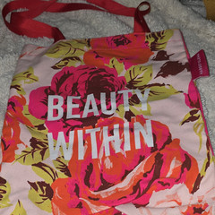 Margot Elena Tote Bag Canvas Pink Multicolor Floral “Beauty Within” 24×14