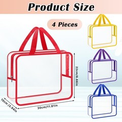 Loccmat 4 Pack Large Clear Makeup Bag, 11.8 x 8.8 x 3.9 inches, Multicolor