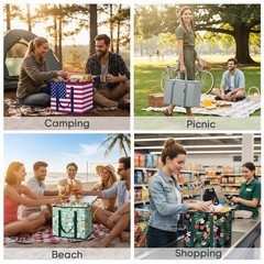 2Pk Insulated Reusable Grocery Bags, Collapsible Cooler Bag for Groceries, He…