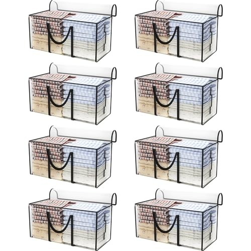 8 Pack 97L Extra Large 8 pack-97L Heavy Duty Tote Bags Transparent black edge