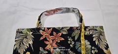 Floral Pattern Reversible Reusable Shopping Bag 21 x 15 in Black Multicolor