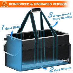 Extra Large Utility Tote Bag Reflective Strip Hard Bottom Grocery Beach Car