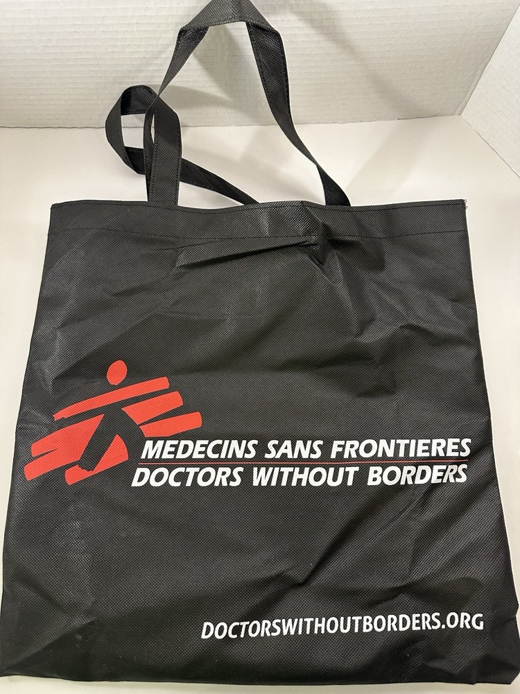 Doctors Without Borders Logo Black Tote Reusable Shopping Bag Eco Friendly