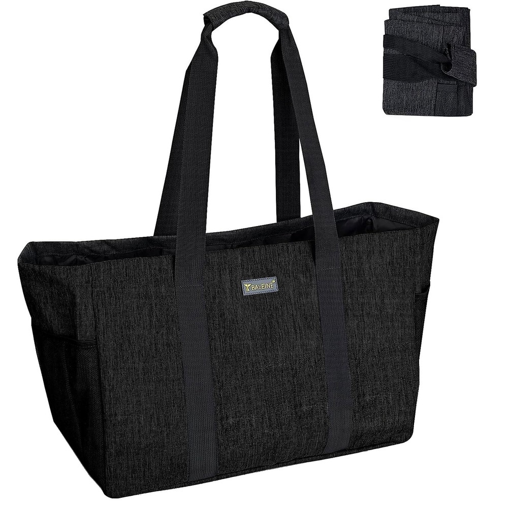 Soft 9 Gallon Extra Large Utility Tote, Foldable Reusable Storage Bag (Charco…