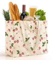 Large Canvas Grocery Tote Bag – Reusable Extra Large Shopping Strawberry