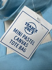 Trader Joe’s Mini Canvas Reusable Pastel Blue Tote Bag Spring NWT