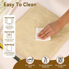 HAPYHOOM 2 Pack Natural Beeswax Bread Bags Large, Off white & Green