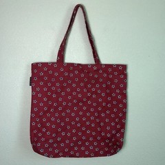 J. CREW Mercantile Printed Reusable Canvas Grocery Tote Bag Red White Stars
