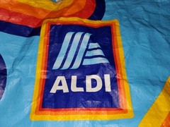 ALDI Grocery Store Reusable Tote Shopping Carry Bag Rainbow Multi Color Classic